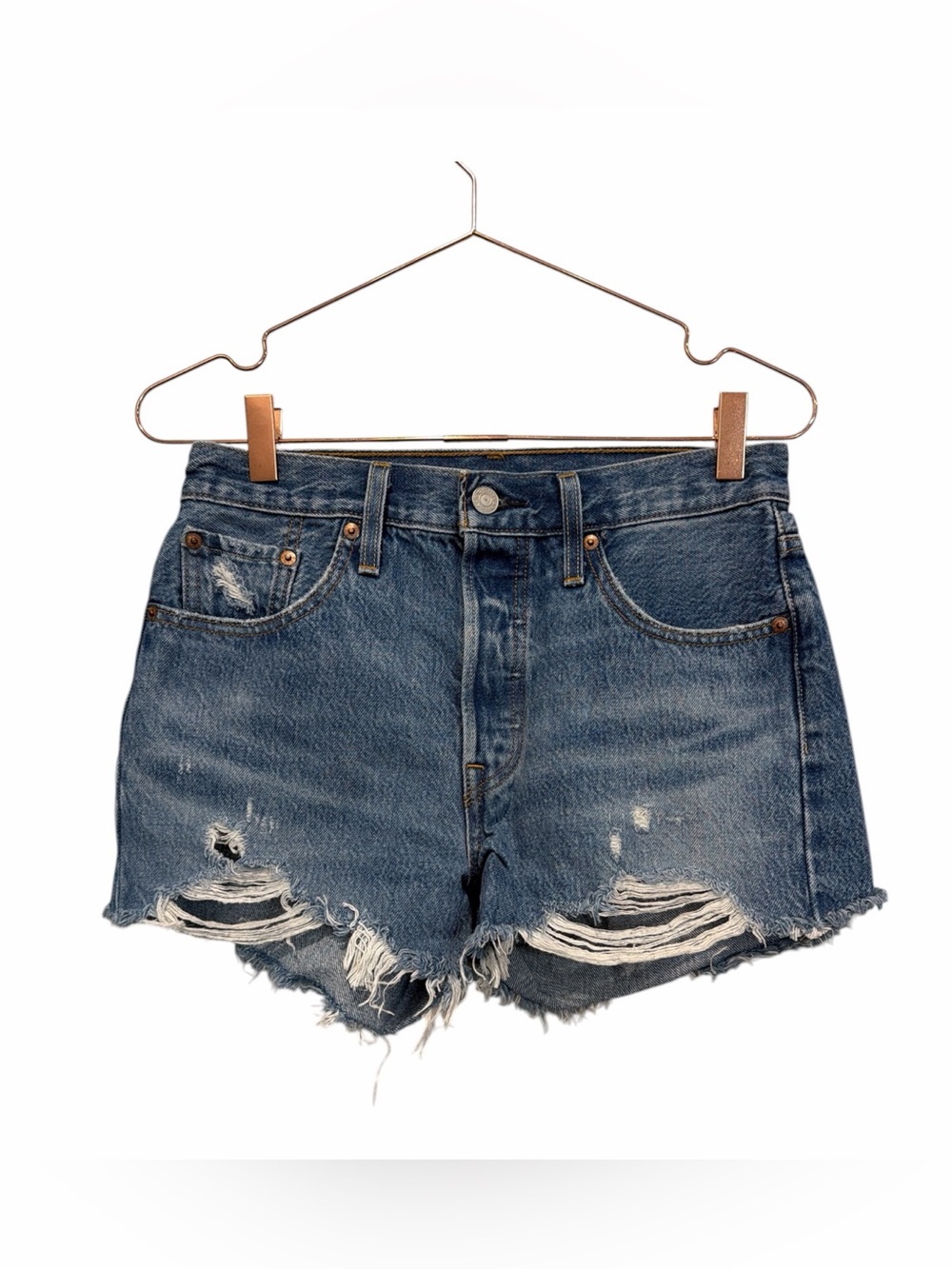 Levi's Distressed Denim Jean Shorts - Blue